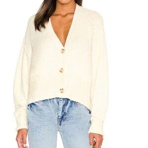 Free People Found Me Freind Alpaca Wool Blend Cream Button-Up Cardigan